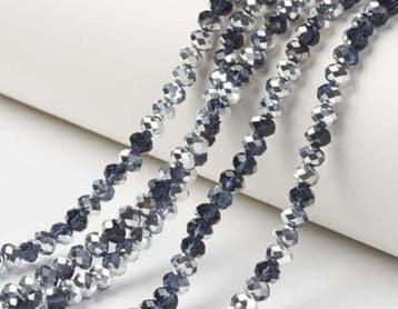 1 x Streng met ca. 83–85 glaskralen facet rondelle briole., Hobby en Vrije tijd, Kralen en Sieraden maken, Ophalen of Verzenden