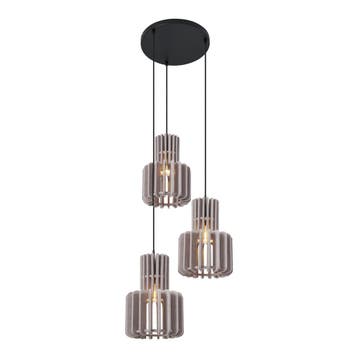 Retro hanglamp zwart met taupe 3-lichts - Felt, Verzenden, Nieuw, Retro