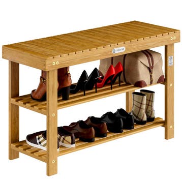 Schoenenrek 2in1 acaciahout FSC®-gecertificeerd 90x33x46cm, Verzenden