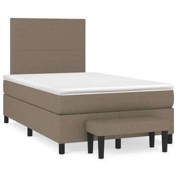 vidaXL Boxspring met matras stof taupe 120x190 cm, Verzenden, Nieuw, 190 cm of minder, Twijfelaar