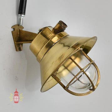 Wandlamp - Messing, Glas - Industrieel kooi-lamp