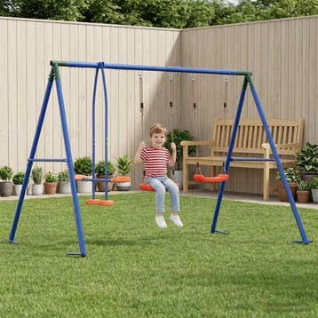 vidaXL Buiten schommel set met 4 zitplaatsen Meerkleurig, Kinderen en Baby's, Speelgoed | Buiten | Speeltoestellen, Verzenden