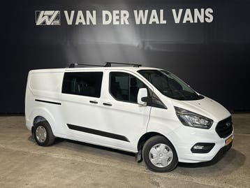 Ford Transit Custom 2.0 TDCI 131pk L2H1 Dubbele Cabine Inric, Stof, Gebruikt, Wit, Dealer onderhouden