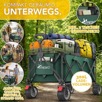 Bolderkar - Opvouwbaar - Bolderwagen  - Groen - TRESKO®, Caravans en Kamperen, Bolderkarren, Verzenden, Zo goed als nieuw