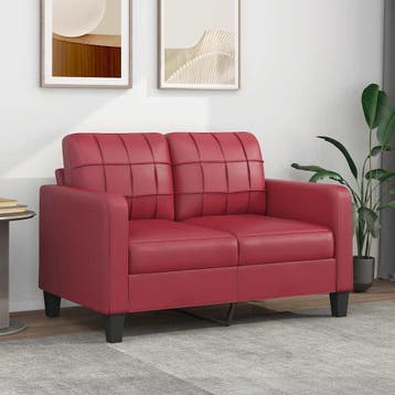 vidaXL Tweezitsbank 120 cm kunstleer wijnrood, Verzenden, Leer, Minder dan 150 cm, Nieuw