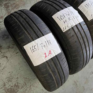 2 x Hankook Kinergy Eco 165-70-14 Zomerbanden 4,5mm, Auto-onderdelen, Banden en Velgen, 14 inch, Gebruikt, Ophalen of Verzenden