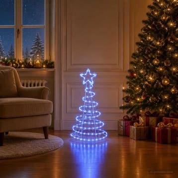 vidaXL Led-kerstboomsilhouet LOVIISA 100 LEDs Blauw 51 x 99, Diversen, Verzenden, Nieuw