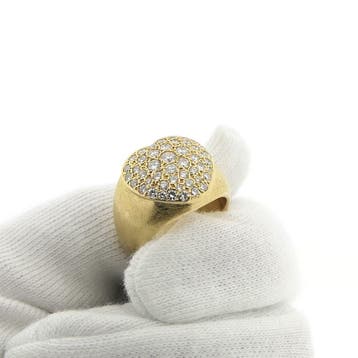 Gouden ring met hartvorm en diamanten 1,60 ct., Gebruikt, Ophalen of Verzenden, 17 tot 18, Met edelsteen