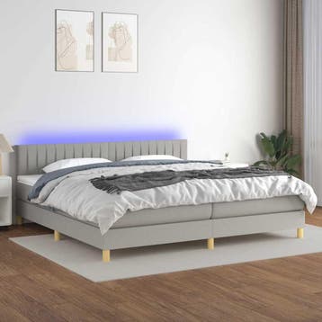 vidaXL Boxspring met matras en LED stof lichtgrijs 200x200, Verzenden, Overige maten, 200 cm, Nieuw