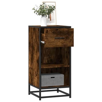 vidaXL Dressoir 35,5x35x76 cm bewerkt hout en metaal gerookt, Verzenden, Nieuw, Overige houtsoorten