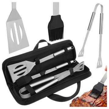 Kaminer Barbecue set met tang, spatel en borstel in stevi..., Ophalen of Verzenden, Nieuw