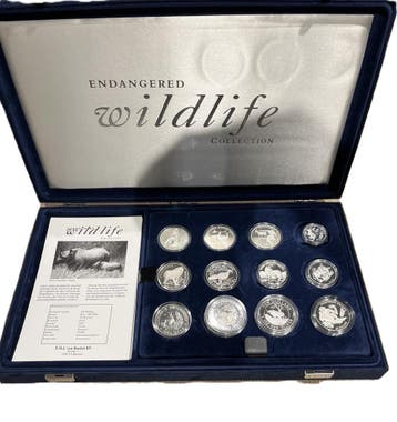 Zilveren Endangered Wildlife collectie - 24 wereldmunten -, Verzenden, Munten