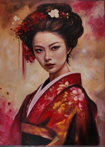Nguyen Robert (1958) - La Dame en Kimono 80 60 cm