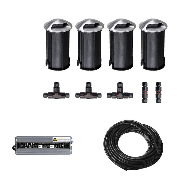 4x LED tuinpad spot - 12V - 3 watt - 41mm - complete set, Tuin en Terras, Buitenverlichting, Ophalen of Verzenden