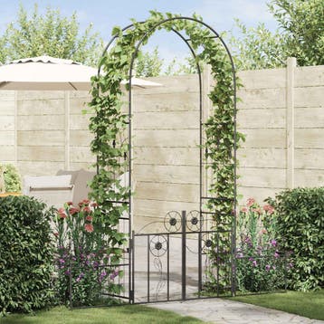 vidaXL Tuin Boog Zwart 203 x 50 x 218 cm Staal, Verzenden, Nieuw