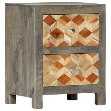 vidaXL Nachtkastje 40x30x50 cm massief mangohout grijs, Huis en Inrichting, Slaapkamer | Nachtkastjes, Minder dan 45 cm, Verzenden