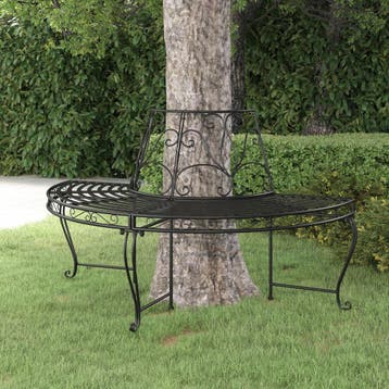 vidaXL Boombank halfrond Ø160 cm staal zwart, Tuin en Terras, Verzenden, Nieuw, Metaal