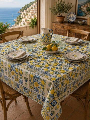 Elegante tafellaken voor grote tafels aan de Amalfikust met