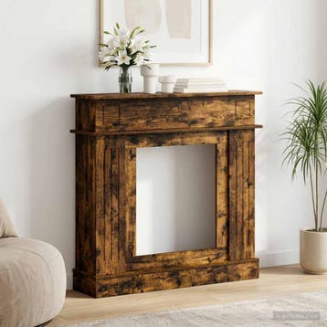 vidaXL Haardomlijsting Gerookt eiken 102 x 26 x 100 cm, Verzenden, Nieuw