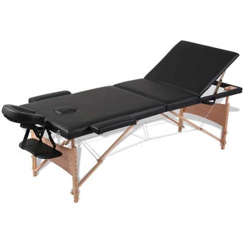 vidaXL Inklapbare massagetafel 3 zones met houten frame, Verzenden, Nieuw