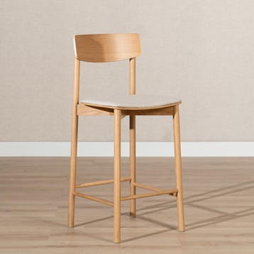 50% Korting: Scandinavische barkruk Inez naturel eiken/ off, Ophalen, Zo goed als nieuw, Hout