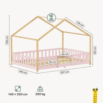 Kinderbed Treviolo met uitvalbeveiliging en matras [en.casa], Verzenden, Nieuw