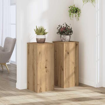 vidaXL Plantenstandaards 2 st 30x30x70 cm hout artisanaal, Verzenden, Nieuw