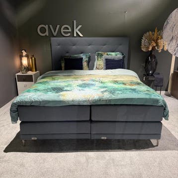 Boxspring Simmer - Avek - 180x210 - Stof Grijs - Avek, Ophalen of Verzenden, Nieuw, Grijs, Modern