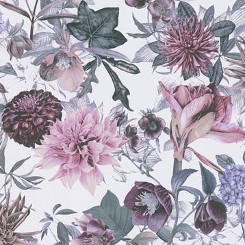 Profhome 381752-GU Bloemen behang floral mat wit paars 5,33, Verzenden