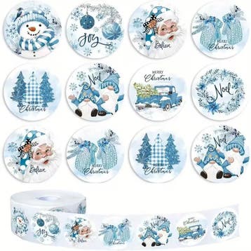 Sluitstickers kerstetiketten kerststickers winterblauw rond, Hobby en Vrije tijd, Knutselen, Ophalen of Verzenden, Nieuw