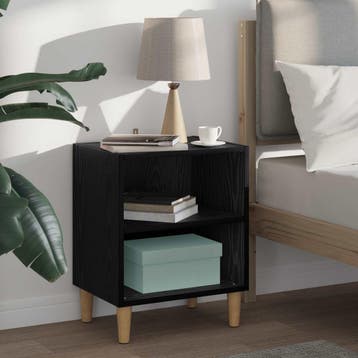 vidaXL Bed kast Zwart Eiken 40 x 30 x 50 cm Bewerkt hout, Huis en Inrichting, Slaapkamer | Nachtkastjes, Minder dan 45 cm, Verzenden