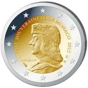 Monaco 2 Euro 2012 Lucien Ii Souveranitaet bfr koper-nikkel, Verzenden