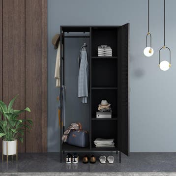 Kledingkast Puumala metaal 180x80x45 cm zwart [en.casa], Huis en Inrichting, Kasten | Kledingkasten, Verzenden, Nieuw