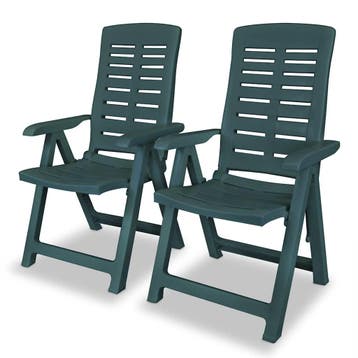 vidaXL Opklapbare ligstoelen, 2 stuks, groen plastic., Verzenden, Nieuw, Kunststof