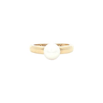 Gouden ring met parel 14 karaat, Verzenden, Zo goed als nieuw, Goud, Met parel