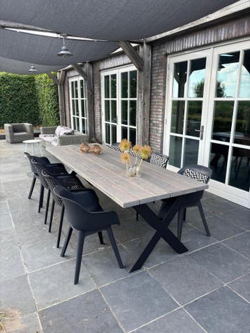 Douglas eettafel op maat | Tuintafel | Stalen onderstel, Ophalen of Verzenden, Nieuw, Rechthoekig, Hout