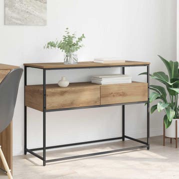 vidaXL Wandtafel Artisan Eiken 100 x 40 x 75 cm Bewerkt hout, Minder dan 45 cm, Verzenden, Nieuw, 70 cm of meer