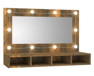 LED Badkamerkast met Spiegel – Gerookt Eiken Wandkast met Re, Verzenden, Nieuw