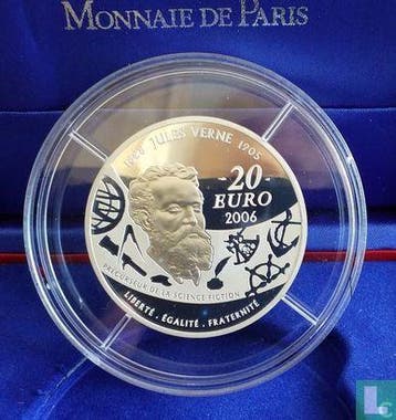 Frankrijk 20 euro 2006 (PROOF) 100ste sterfdag van Jules..., Postzegels en Munten, Verzenden, Frankrijk, Losse munt, Goud