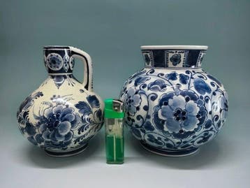 Royal Delft - De Porceleyne Fles - Vaas - Bolvaas + Kannetje, Antiek en Kunst