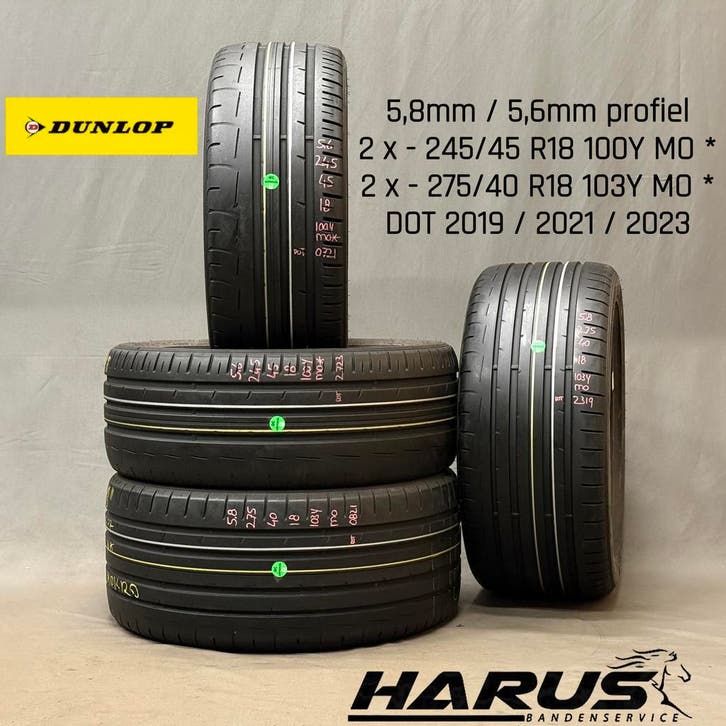 245/45/18 275/40/18 Dunlop zomerbanden 5,8/5,6mm profiel 4X, Auto-onderdelen, Banden en Velgen, 18 inch, Erkend duurzaam, Zomerbanden