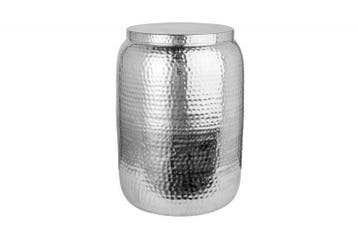 Handgemaakte bijzettafel ORIENT STORAGE 50cm zilver gehamerd, Ophalen of Verzenden, Nieuw