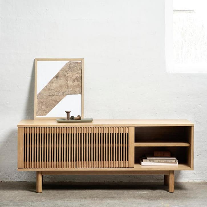 *WOONWINKEL* Tv-meubel Eiken Met Latjes, Huis en Inrichting, Kasten | Televisiemeubels, Nieuw, Verzenden