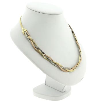 Exclusief gouden gevlochten omega schakelcollier. (Ketting), Sieraden, Tassen en Uiterlijk, Kettingen, Ophalen of Verzenden, Gebruikt