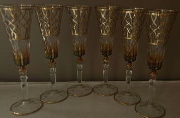 ISMIE LUX - Drinkservies (6) - luxe rode fluit in goud -