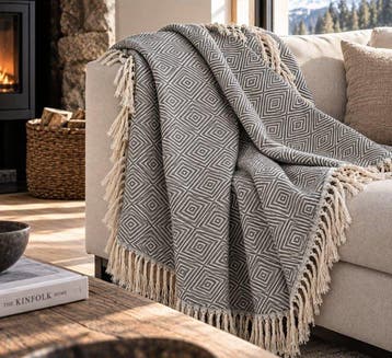 Exclusieve, uiterst zachte plaid met geometrisch
