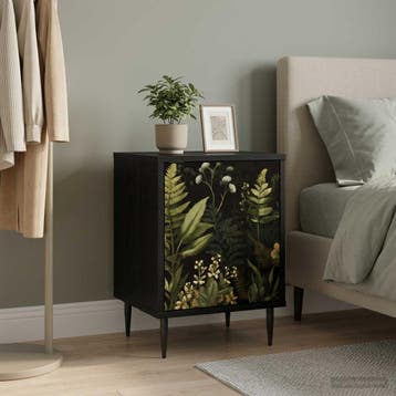 vidaXL Nachtkastje RHENEN Zwart eiken 36 x 33 x 51 cm, Huis en Inrichting, Minder dan 45 cm, Verzenden, Nieuw, Minder dan 55 cm