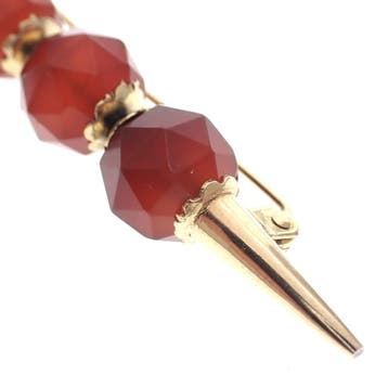 Vintage gouden broche met carneool, Gebruikt, Ophalen of Verzenden, Met edelsteen, Goud