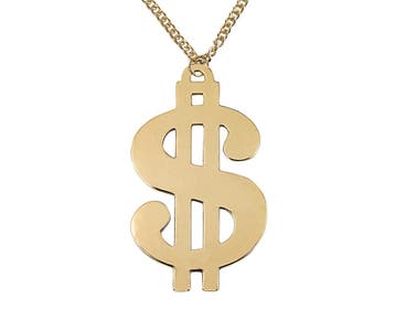 Mega Dollar Ketting Goud 12cm, Verzenden, Nieuw