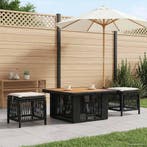 vidaXL Tuin eettafelset met kussen 3 pcs Beige en Crème poly, Verzenden, Nieuw, Rotan, 3 zitplaatsen